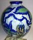 Vintage Camille Tharaud Limoges Ceramic Glazed Porcelain Signed Blue Green Vase