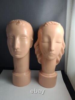 Vintage Coral Colored Lenox Porcelain Head Busts