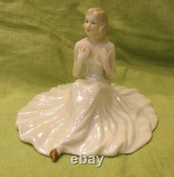 Vintage Czech Royal Dux Bohemian Art Deco Sitting Lady Full Skirt Figurine