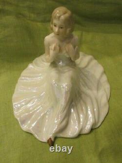 Vintage Czech Royal Dux Bohemian Art Deco Sitting Lady Full Skirt Figurine