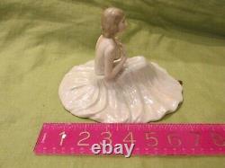 Vintage Czech Royal Dux Bohemian Art Deco Sitting Lady Full Skirt Figurine