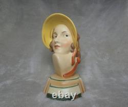Vintage Czechoslovakia 6 in Porcelain Figurine Art Deco Yellow Hat Woman