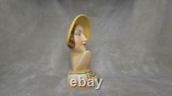 Vintage Czechoslovakia 6 in Porcelain Figurine Art Deco Yellow Hat Woman