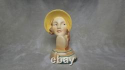 Vintage Czechoslovakia 6 in Porcelain Figurine Art Deco Yellow Hat Woman
