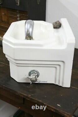 Vintage Drinking Water Fountain Art Deco Porcelain School House mount Standard