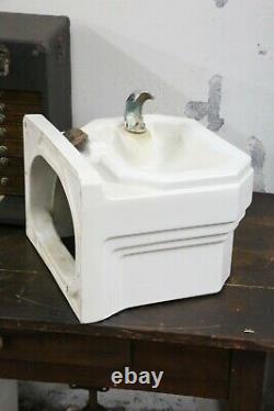 Vintage Drinking Water Fountain Art Deco Porcelain School House mount Standard