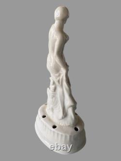 Vintage Figural Art Nouveau Deco German 7 Art Pottery Porcelain Flower Frog