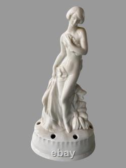 Vintage Figural Art Nouveau Deco German 7 Art Pottery Porcelain Flower Frog