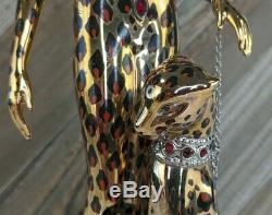 Vintage Franklin Mint House of Erte Art Deco Ruby Porcelain Figurine Leopard