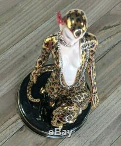 Vintage Franklin Mint House of Erte Art Deco Ruby Porcelain Figurine Leopard