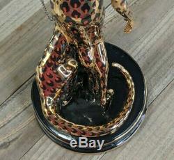 Vintage Franklin Mint House of Erte Art Deco Ruby Porcelain Figurine Leopard