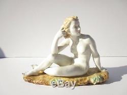 Vintage German Large 15 Inch Porcelain Sculpture Art Deco Nude Woman Female