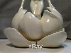 Vintage German Porcelain Art Deco Nude Woman Lotus Flower Ikebana Frog Vase rare
