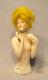 Vintage Germany Porcelain Lady With Blonde Wig Art Deco Half Doll Pin Cushion