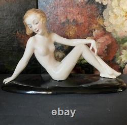 Vintage Goldscheider Art Deco Nude Lady Josef Lorenzl Large Porcelain Figurine