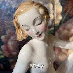 Vintage Goldscheider Art Deco Nude Lady Josef Lorenzl Large Porcelain Figurine