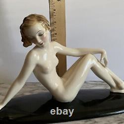 Vintage Goldscheider Art Deco Nude Lady Josef Lorenzl Large Porcelain Figurine