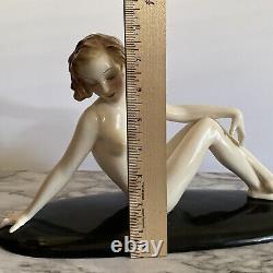 Vintage Goldscheider Art Deco Nude Lady Josef Lorenzl Large Porcelain Figurine