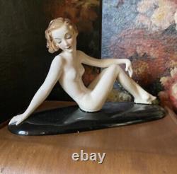 Vintage Goldscheider Art Deco Nude Lady Josef Lorenzl Large Porcelain Figurine