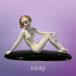 Vintage Goldscheider Art Deco Nude Lady Josef Lorenzl Large Porcelain Figurine