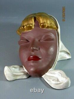 Vintage Goldscheider Wall Hanging Girl Art Deco Nouveau Terracotta West Germany