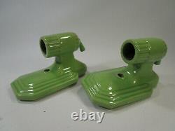 Vintage Green Art Deco Porcelain Bathroom Wall Light pair jadite sconces outlet