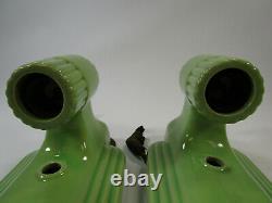 Vintage Green Art Deco Porcelain Bathroom Wall Light pair jadite sconces outlet