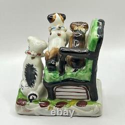 Vintage Hand Painted 3 Dogs Art Deco Porcelain Figurine Figure Statue Old Stuff