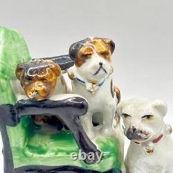 Vintage Hand Painted 3 Dogs Art Deco Porcelain Figurine Figure Statue Old Stuff