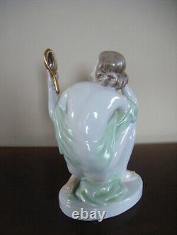 Vintage Herend Hungary Nude Girl with mirror Porcelain Figurine