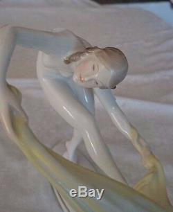 Vintage Herend Porcelain Nude Lady Figure Silk Scarf Dance Handpainted Hungarian