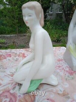 Vintage Hungarian Porcelain AQUINCUM Nude Woman Figurine Art Deco