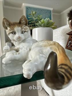 Vintage Hutschenreuther Kunstabteilung Selb Porcelain Tabby Cat Figurine RARE