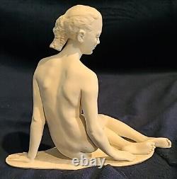 Vintage Hutschenreuther Sitting Nude Woman Hans Achtziger Designer, Bisque, Mint