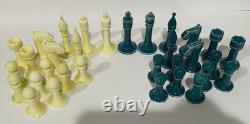 Vintage Japanese Art Deco Chess Set MID Century Modern Porcelain Ceramic Rare 32