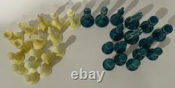Vintage Japanese Art Deco Chess Set MID Century Modern Porcelain Ceramic Rare 32