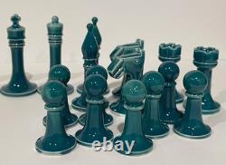 Vintage Japanese Art Deco Chess Set MID Century Modern Porcelain Ceramic Rare 32