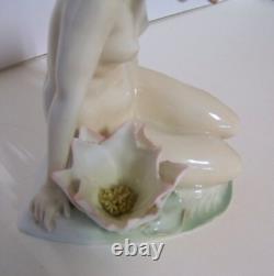 Vintage Karl Ens Lovely Nude with Water Lily Lady Art Deco Porcelain Figurine Vintage Karl Ens Lovely Nude with Water Lily Lady Art Deco Porcelain Figurine