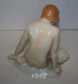Vintage Karl Ens Lovely Nude with Water Lily Lady Art Deco Porcelain Figurine Vintage Karl Ens Lovely Nude with Water Lily Lady Art Deco Porcelain Figurine