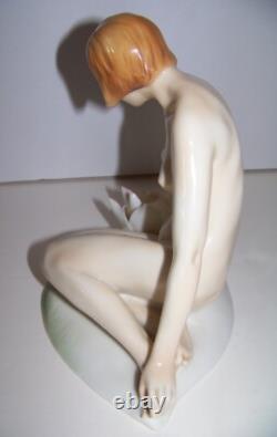 Vintage Karl Ens Lovely Nude with Water Lily Lady Art Deco Porcelain Figurine Vintage Karl Ens Lovely Nude with Water Lily Lady Art Deco Porcelain Figurine