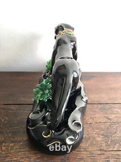 Vintage Large Black Panther Ceramic Figurine Art Deco Mid Century 18 Sculpture