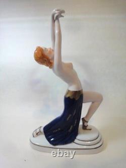 Vintage Large Goldscheider Style Art Deco Semi-Nude Lady Porcelain Figurine