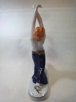 Vintage Large Goldscheider Style Art Deco Semi-Nude Lady Porcelain Figurine