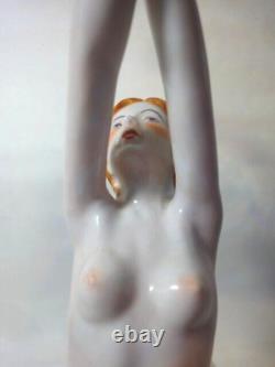 Vintage Large Goldscheider Style Art Deco Semi-Nude Lady Porcelain Figurine