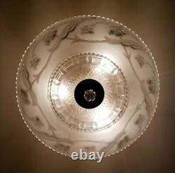 Vintage Light Fixture Chandelier, Porcelain with Glass Shade