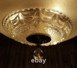 Vintage Light Fixture Chandelier, Porcelain with Glass Shade