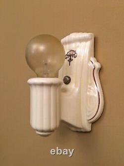 Vintage Lighting 1930s porcelain bath SET inc sconces Rewired
