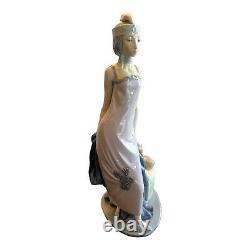 Vintage Lladro 5174 Couplet Lady 1920s Flapper Girl with Dog Porcelain Figurine