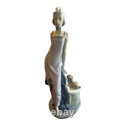 Vintage Lladro 5174 Couplet Lady 1920s Flapper Girl with Dog Porcelain Figurine