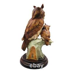 Vintage Long Eared Owl Statue Figurine Giuseppe Armani Signed Capodimonte Italy